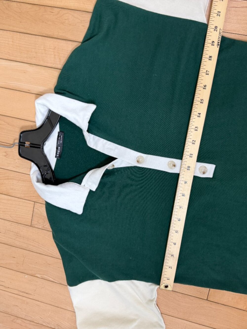 SHEIN Rugby Polo Shift Dress Tunic Colorblock Size XS Green White - Picture 5 of 9
